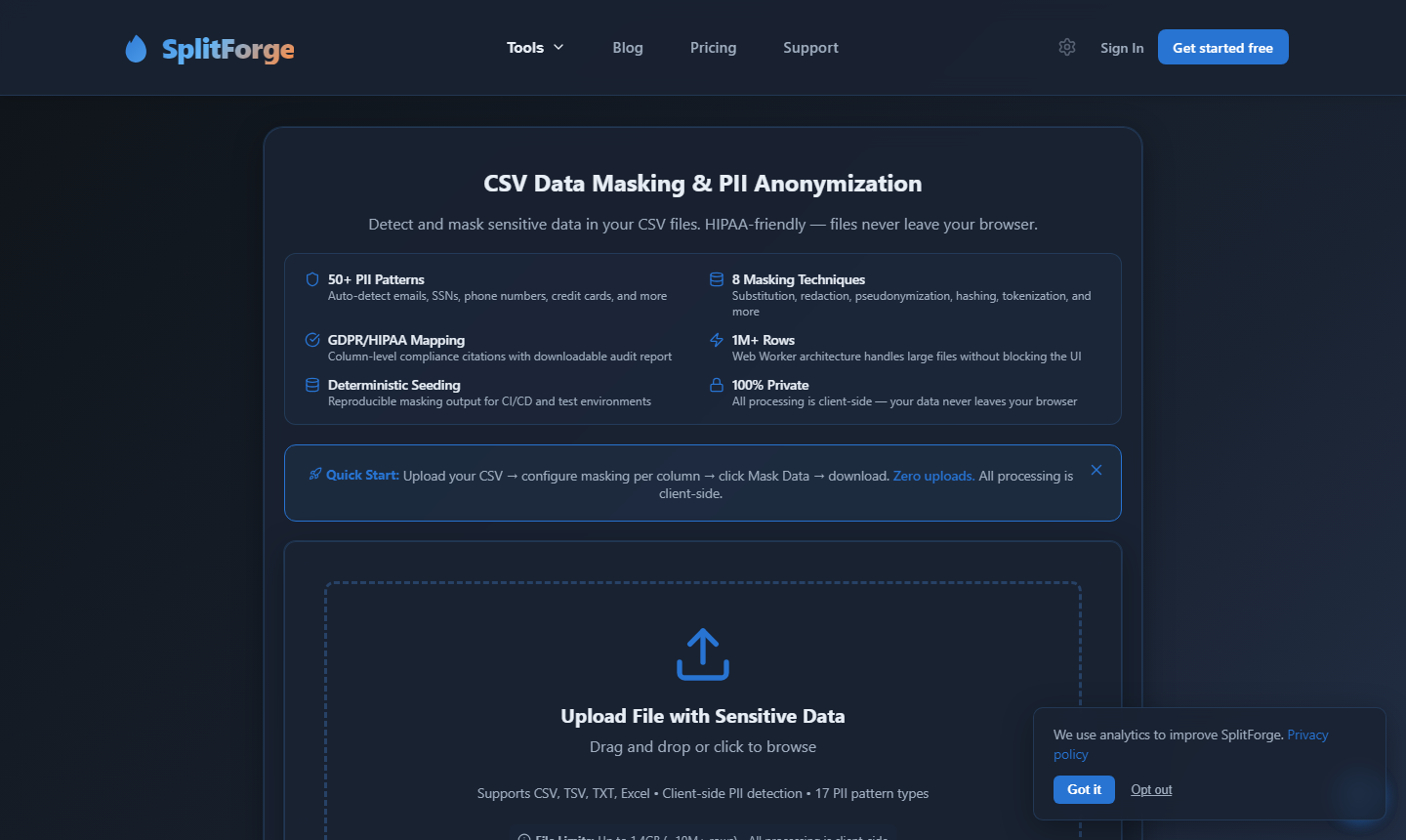 Data Masking interface screenshot