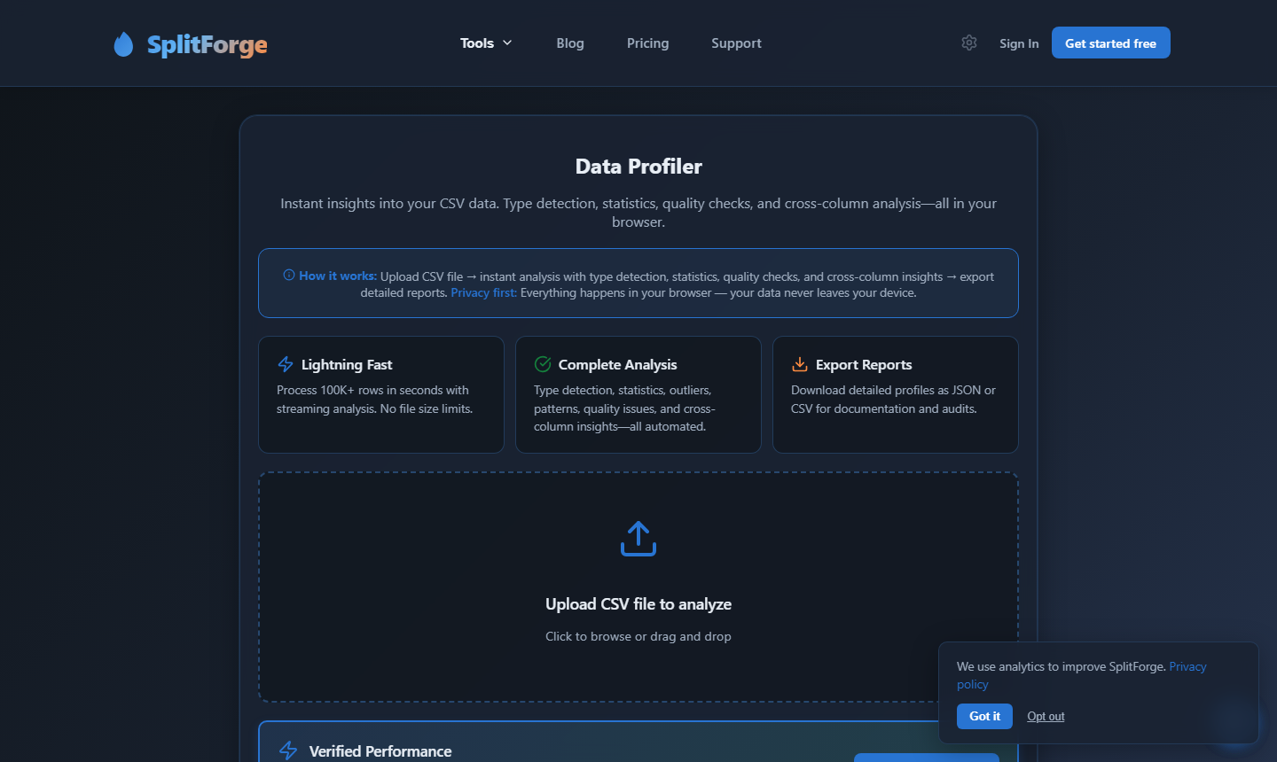Data Profiler interface screenshot